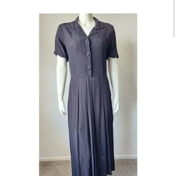 Flax by Jeanne Engelhart Women's Vintage Short Sleeve
Midi Dress Pockets Black L - Picture 2 of 16